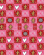 Gingerbread Heart Snowflake Checkerboard Rug