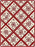 Deep Red Floral Diamond Medallion Rug