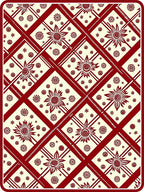 Deep Red Floral Diamond Medallion Rug