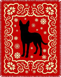 Crimson Dog Silhouette Floral Frame Rug