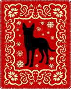 Crimson Dog Silhouette Floral Frame Rug
