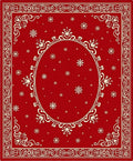 Crimson Snowy Snowflake Ornamental Rug