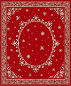 Crimson Snowy Snowflake Ornamental Rug
