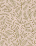Golden Fern Branches on Blush Background Rug