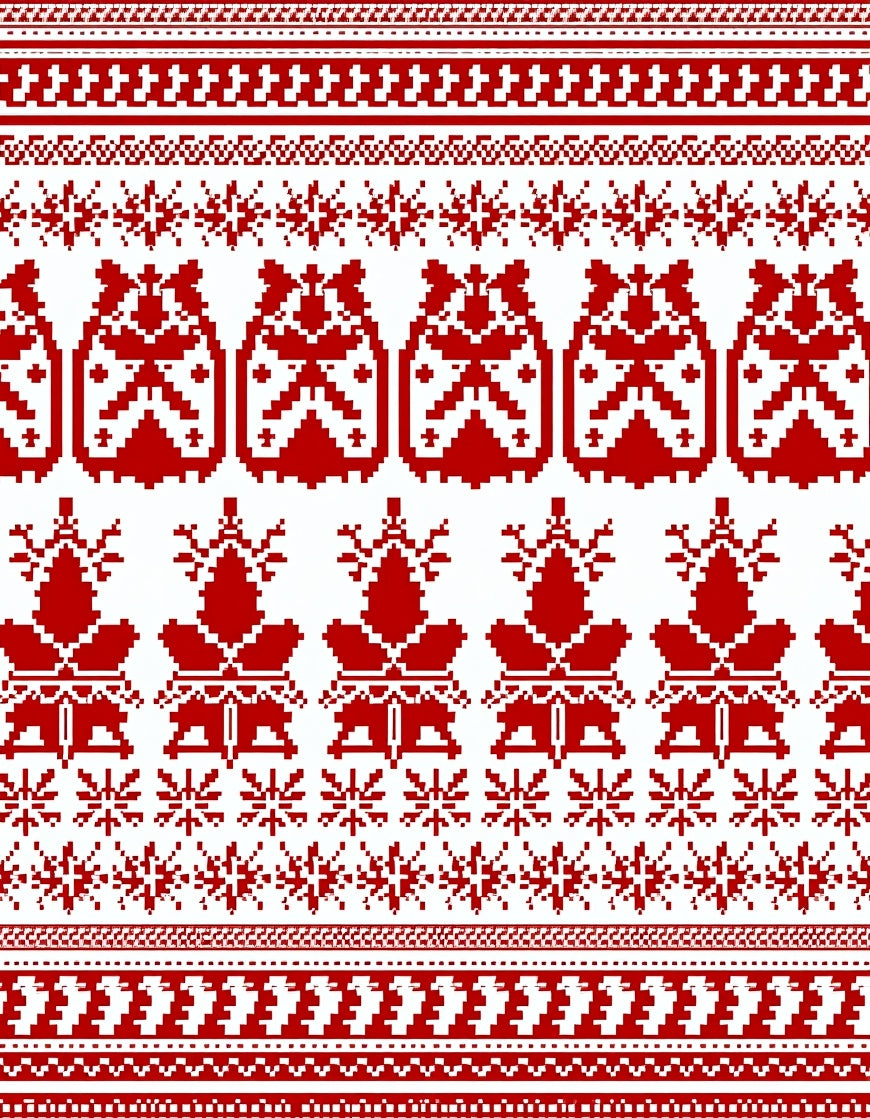 Red Nordic Snowflake Deer Blanket Rug