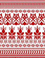 Red Nordic Snowflake Deer Blanket Rug