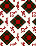 Red Green Tartan Candy Cane Motif Rug