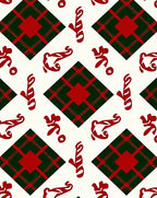 Red Green Tartan Candy Cane Motif Rug
