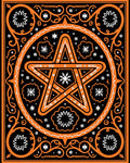 Orange Black Star Snowflake Floral Rug