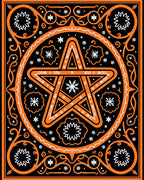 Orange Black Star Snowflake Floral Rug