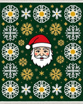 Green Santa Snowflakes Holiday Rug