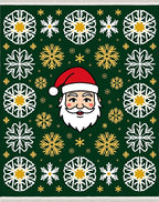 Green Santa Snowflakes Holiday Rug