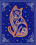 Cosmic Blue Cat Starry Night Rug