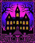 Spooky Mansion Purple Gradient Night Rug
