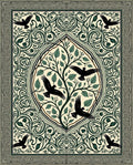 Black Birds Greenery Oval Tree Accent Rug