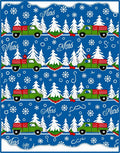 Winter Green Truck Christmas Tree Snowflakes Rug