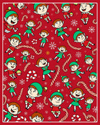 Playful Elves Candy Cane Snowflake Collage Rug