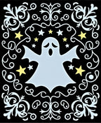 Spooky Light Blue Ghost Yellow Stars Rug