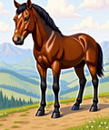 Majestic Brown Horse Meadow Landscape Rug