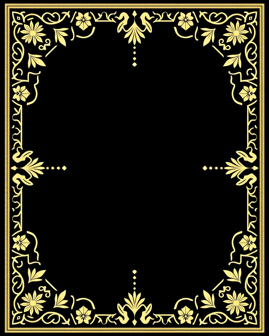 Ornate Golden Floral Border Rug