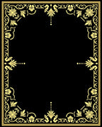 Ornate Golden Floral Border Rug