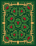 Emerald Green Holly Berry Medallion Rug