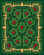 Emerald Green Holly Berry Medallion Rug