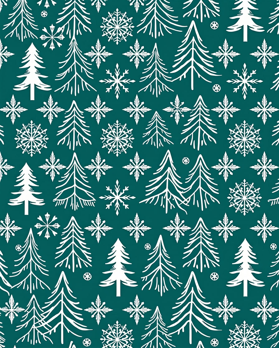 Deep Forest White Pine Snowflakes Rug