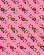 Pink Floral Arrangement with Yellow Stars Rug
