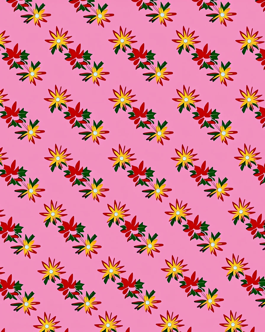 Pink Floral Arrangement with Yellow Stars Rug