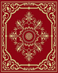 Crimson Golden Floral Medallion Frame Rug