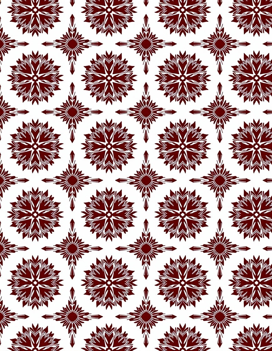 Deep Red Floral Medallion Repeating Rug