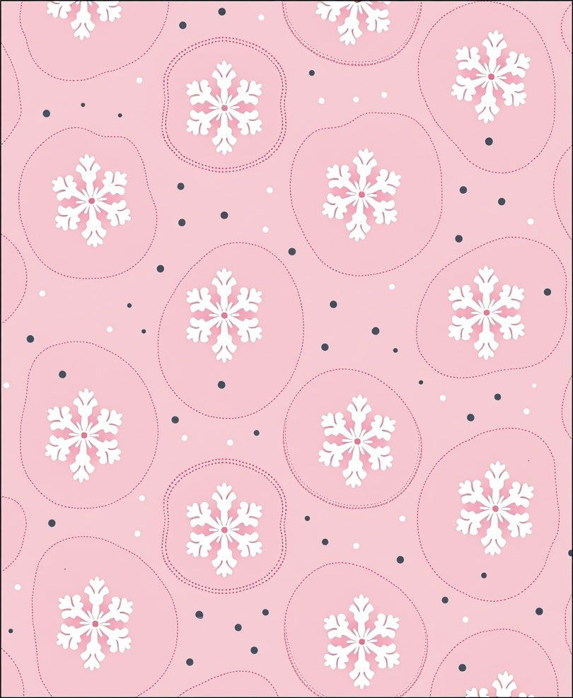 Pink Snowflakes Circles Scattered Dots Rug