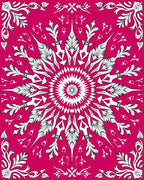 Crimson Mandala Floral Sunburst Rug
