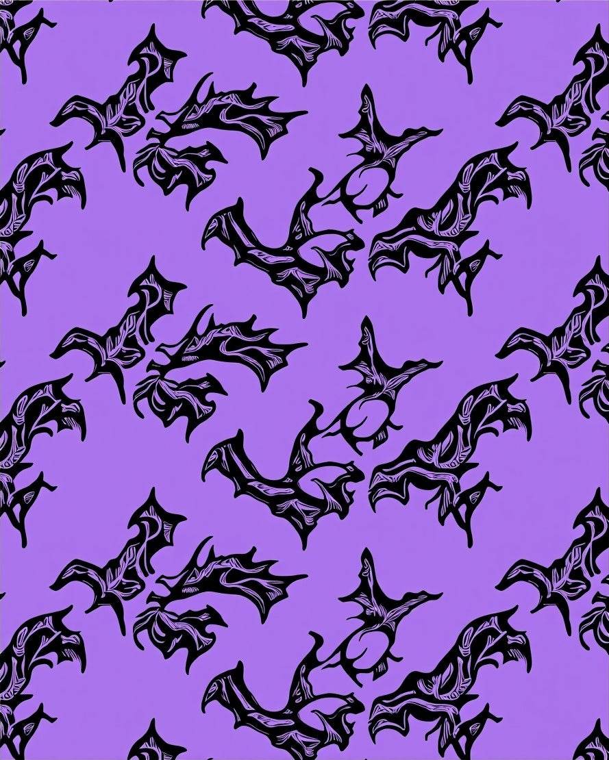 Gothic Bat Purple Abstract Rug