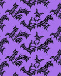 Gothic Bat Purple Abstract Rug