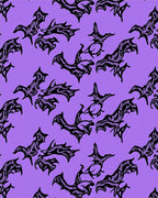 Gothic Bat Purple Abstract Rug