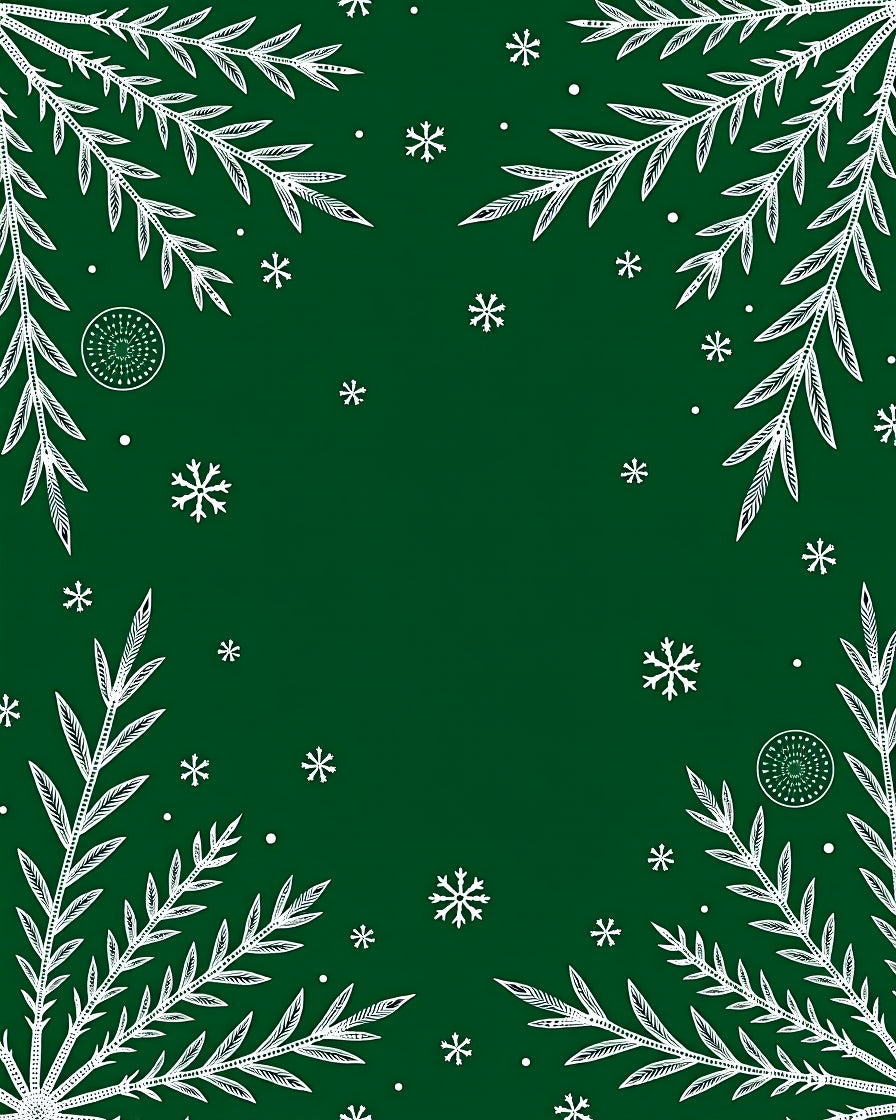 Emerald Green White Snowflake Branch Rug