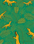 Yellow Dinosaurs Amidst Green Jungle Leaves Rug