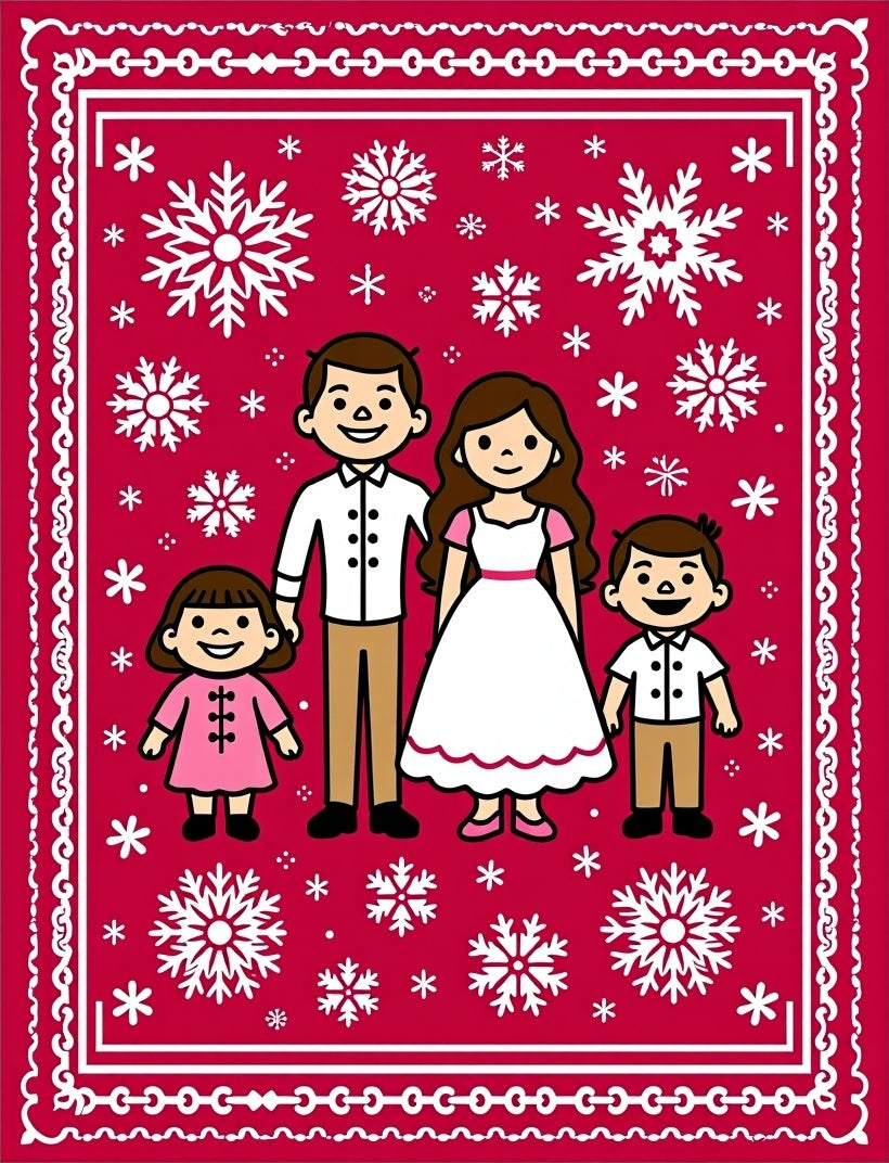 Crimson Family Snow Flake Holiday Rug