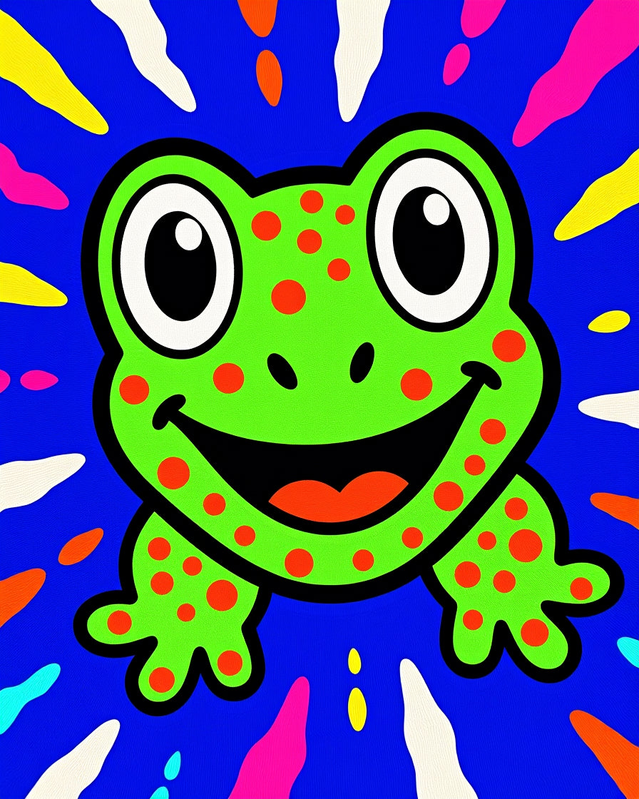 Bright Green Frog With Red Polka Dots Rug