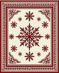 Crimson Snowflake Border Cream Rug