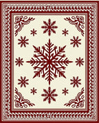 Crimson Snowflake Border Cream Rug