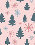Teal Pine Tree with Coral Starbursts Rug