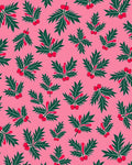 Pink Green Red Holly Berries Rug