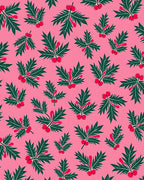 Pink Green Red Holly Berries Rug