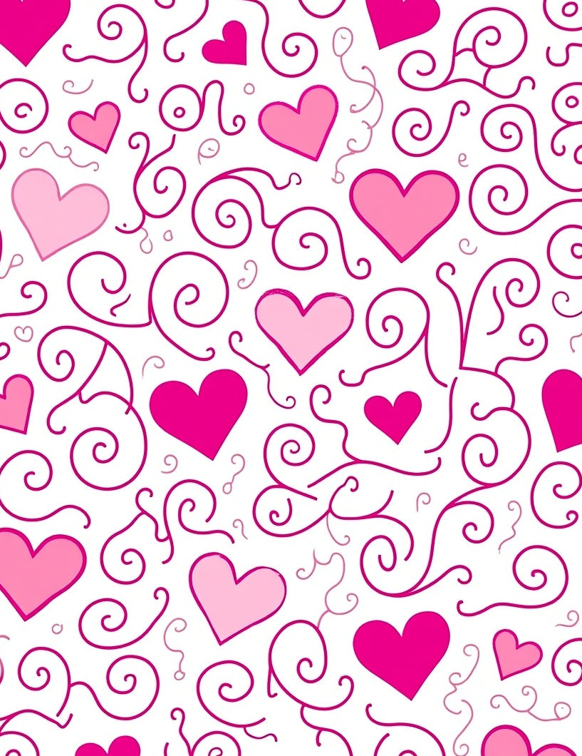 Pink Hearts Swirls Rug