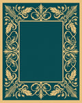 Golden Teal Acanthus Scroll Border Rug