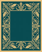 Golden Teal Acanthus Scroll Border Rug