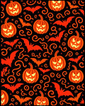 Orange Pumpkin Bats Swirls Black Rug